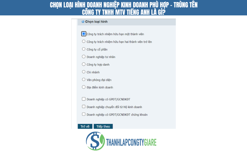 Chọn loại hình doanh nghiệp kinh doanh phù hợp - Trùng tên