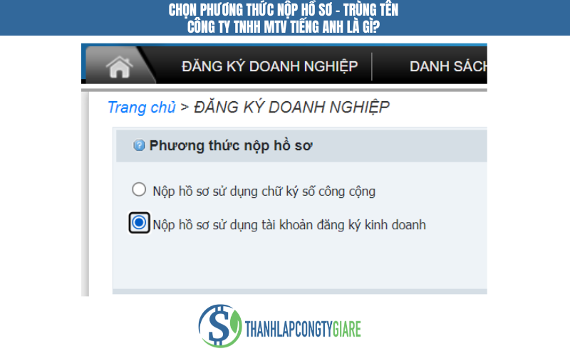 Chọn phương thức nộp hồ sơ - Trùng tên