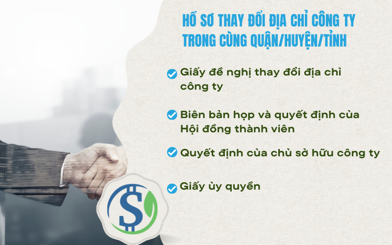Hồ sơ thay đổi địa chỉ công ty trong cùng quận/huyện/tỉnh - thông báo thay đổi địa chỉ công ty