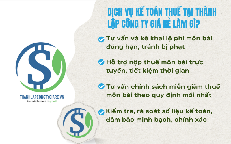 Dịch vụ kế toán thuế tại Thành lập Công ty Giá Rẻ làm gì? - Chậm nộp thuế môn bài