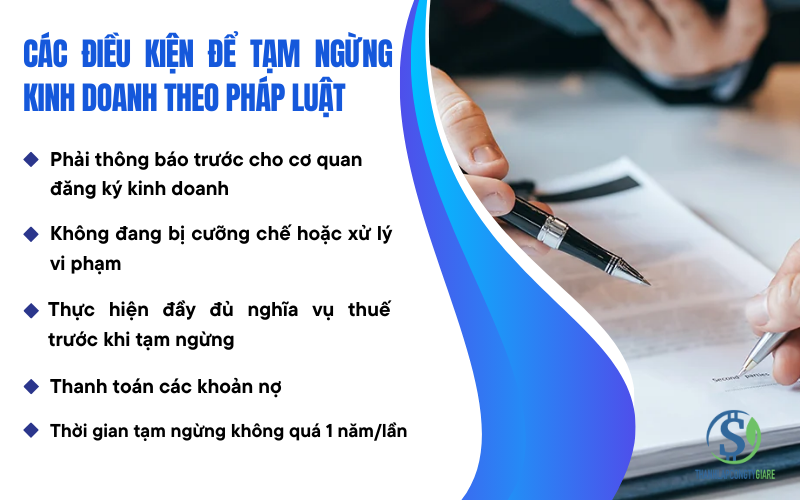 Các điều kiện để tạm ngừng kinh doanh theo pháp luật