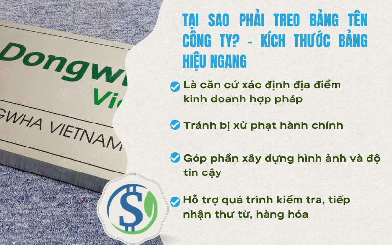 Tại sao phải treo bảng tên công ty? - Kích thước bảng hiệu ngang
