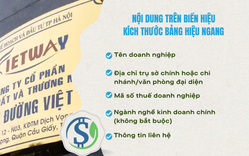 Nội dung trên biển hiệu - Kích thước bảng hiệu ngang