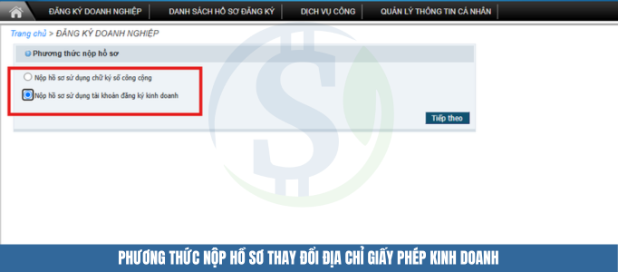 Phương thức nộp hồ sơ thay đổi địa chỉ giấy phép kinh doanh