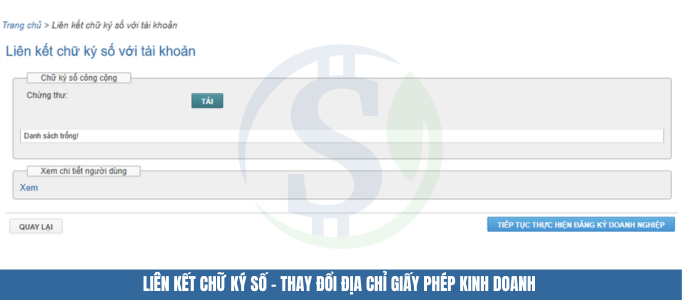 Liên kết chữ ký số - Thay đổi địa chỉ giấy phép kinh doanh