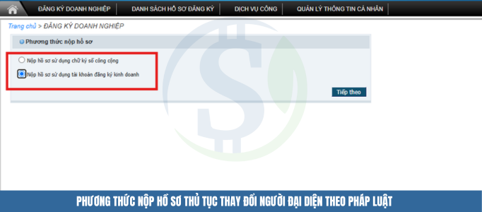 Phương thức nộp hồ sơ thủ tục thay đổi người đại diện theo pháp luật