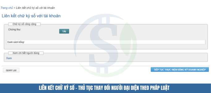 Liên kết chữ ký số - thủ tục thay đổi người đại diện theo pháp luật