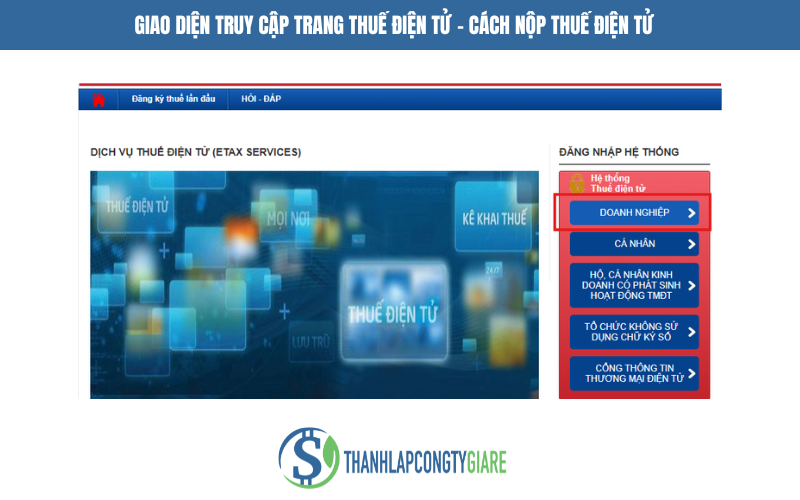 Giao diện truy cập trang Thuế điện tử - Cách nộp thuế điện tử