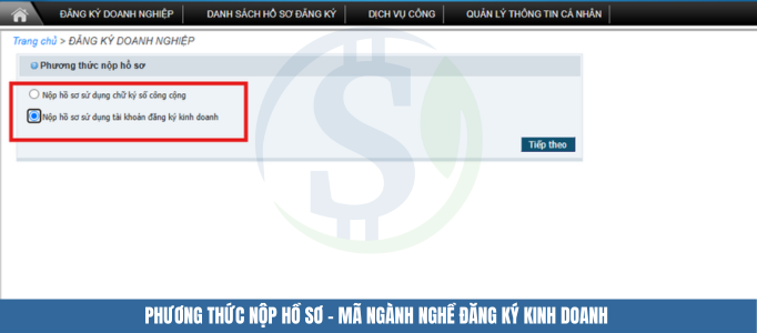 Nộp hồ sơ sử dụng tài khoản đăng ký kinh doanh - Mã ngành nghề đăng ký kinh doanh Nộp hồ sơ sử dụng tài khoản đăng ký kinh doanh - Mã ngành nghề đăng ký kinh doanh