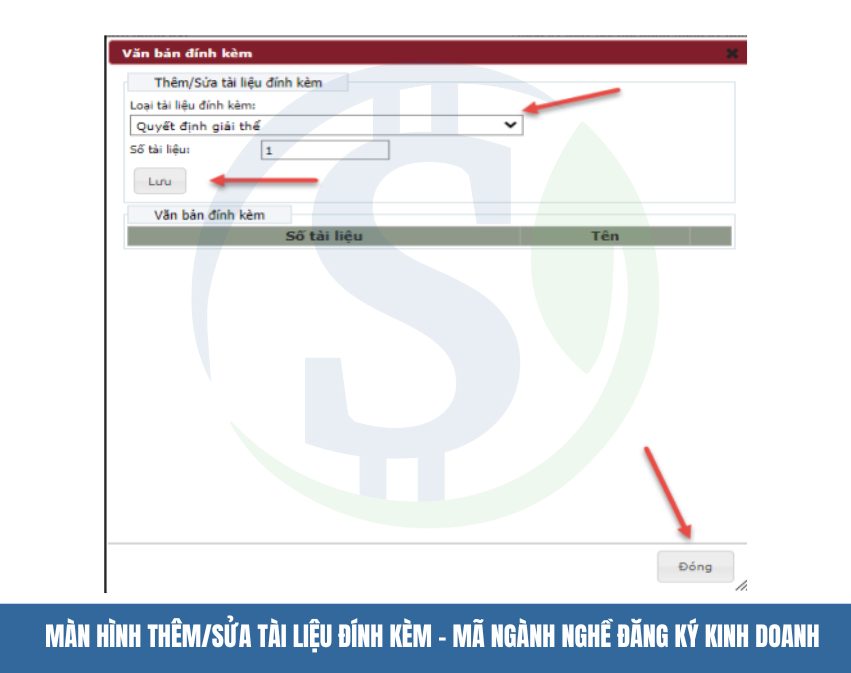 Màn hình thêm/Sửa tài liệu đính kèm - Mã ngành nghề đăng ký kinh doanh Màn hình thêm/Sửa tài liệu đính kèm - Mã ngành nghề đăng ký kinh doanh