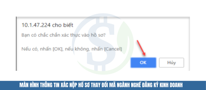 Màn hình thông tin xác nhận - Mã ngành nghề đăng ký kinh doanh Màn hình thông tin xác nhận - Mã ngành nghề đăng ký kinh doanh