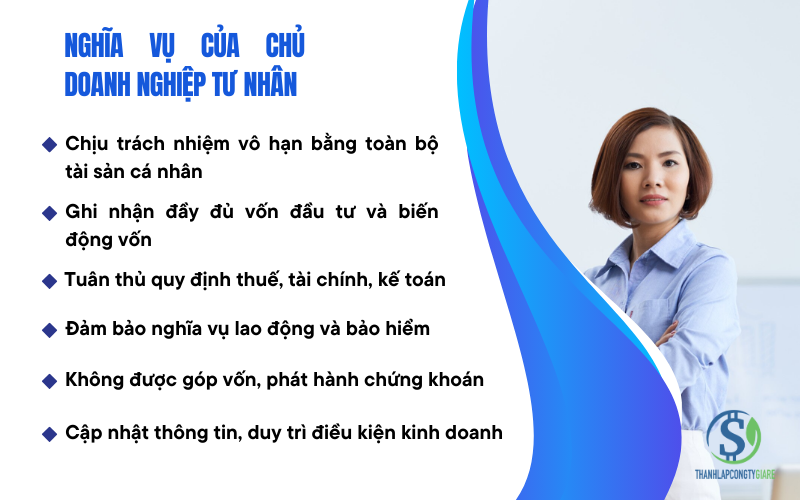 Nghĩa vụ của chủ doanh nghiệp tư nhân