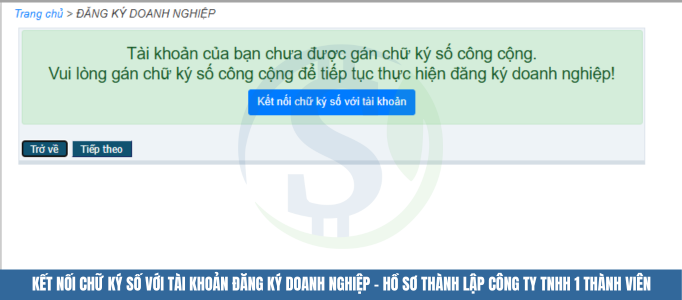 Kết nối chữ ký số với tài khoản đăng ký doanh nghiệp - Thành lập công ty TNHH 1 thành viên