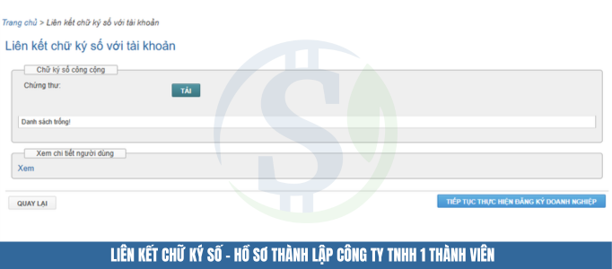 Liên kết chữ ký số - Thành lập công ty TNHH 1 thành viên