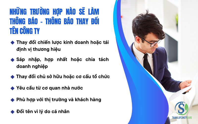 Những trường hợp nào sẽ làm thông báo - Thông báo thay đổi tên công ty
