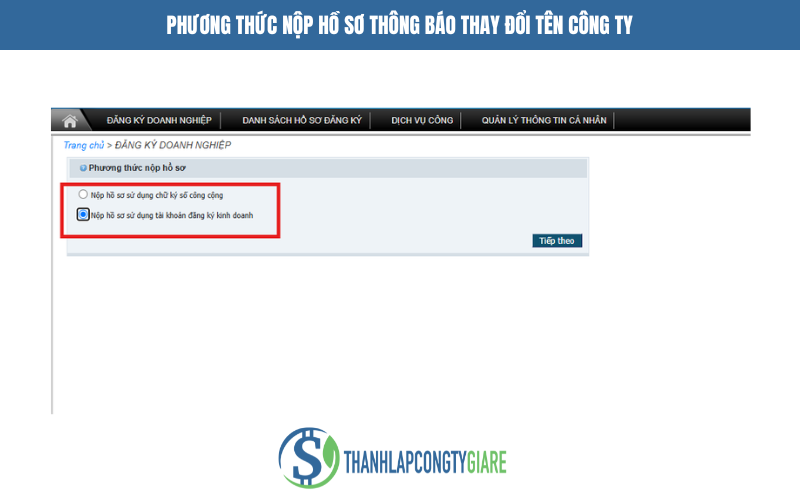 Phương thức nộp hồ sơ thông báo thay đổi tên công ty
