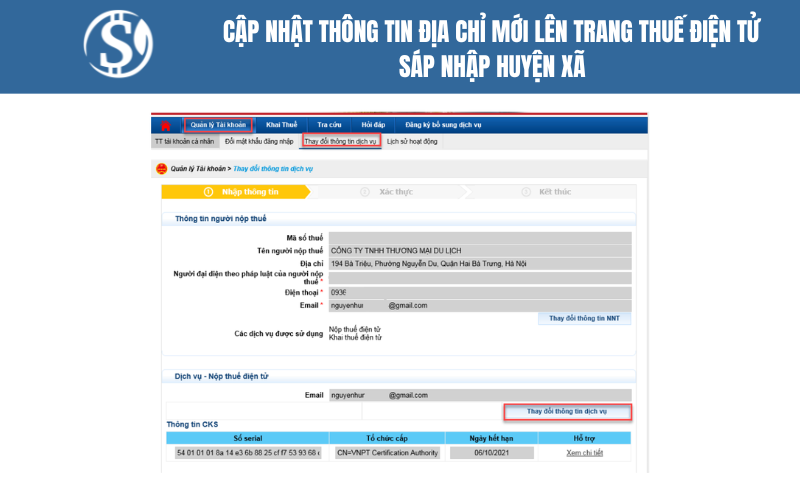 Cập nhật thông tin địa chỉ mới lên trang thuế điện tử - Sáp nhập huyện xã Cập nhật thông tin địa chỉ mới lên trang thuế điện tử - Sáp nhập huyện xã