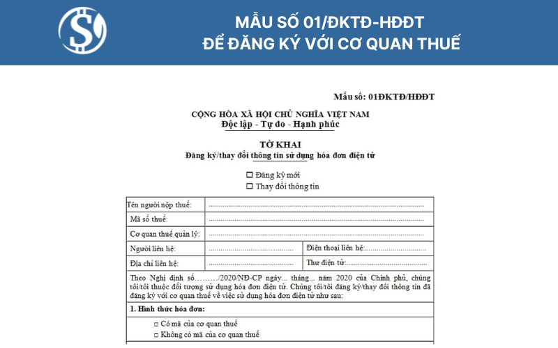 Mẫu số 01/ĐKTĐ-HĐĐT để đăng ký với cơ quan thuế - thành lập công ty TPHCM