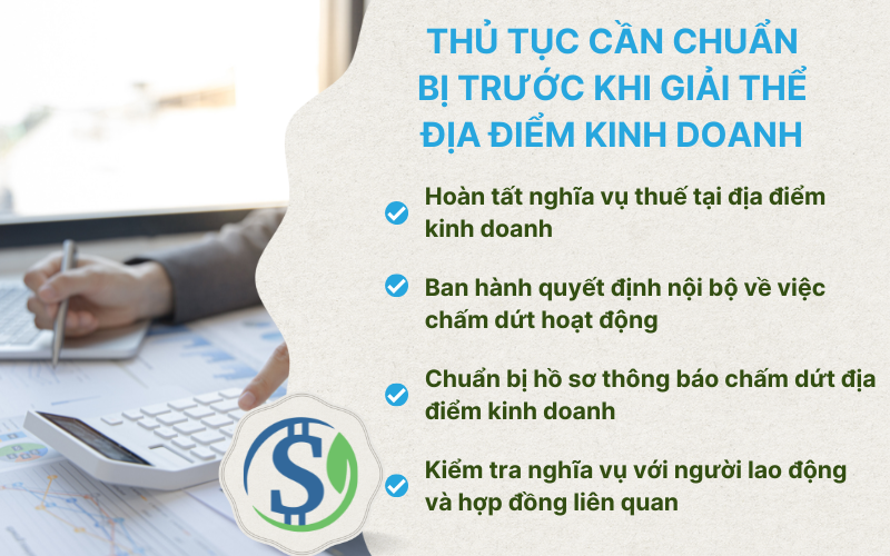 Thủ tục cần chuẩn bị trước khi giải thể địa điểm kinh doanh