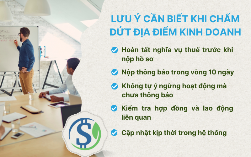 Lưu ý cần biết khi chấm dứt địa điểm kinh doanh