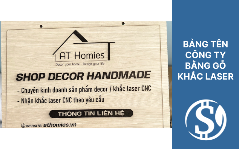 Bảng tên công ty bằng gỗ khắc laser