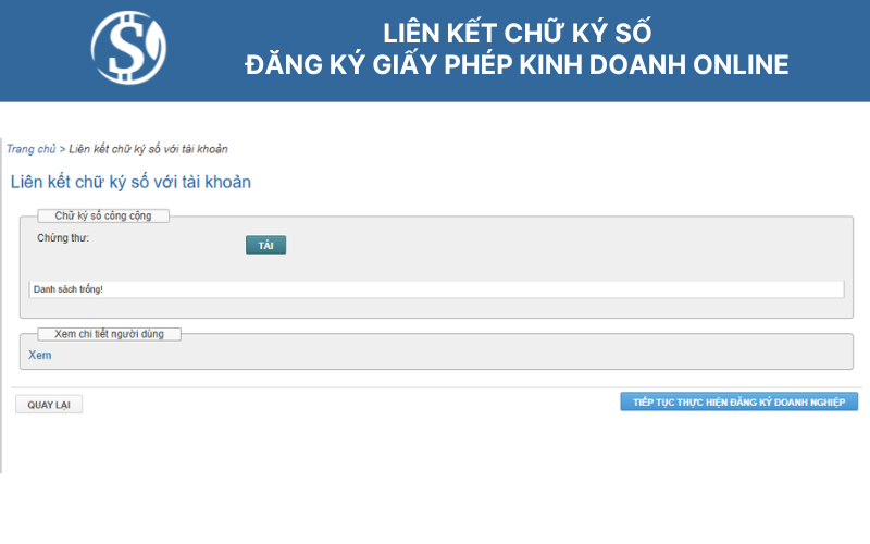 Liên kết chữ ký số - Đăng ký giấy phép kinh doanh online
