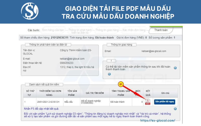 Giao diện tải file pdf mẫu dấu - tra cứu mẫu dấu doanh nghiệp