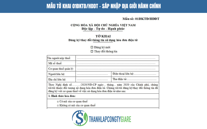 Mẫu tờ khai cập nhật địa chỉ mới khi thay đổi địa điểm kinh doanh