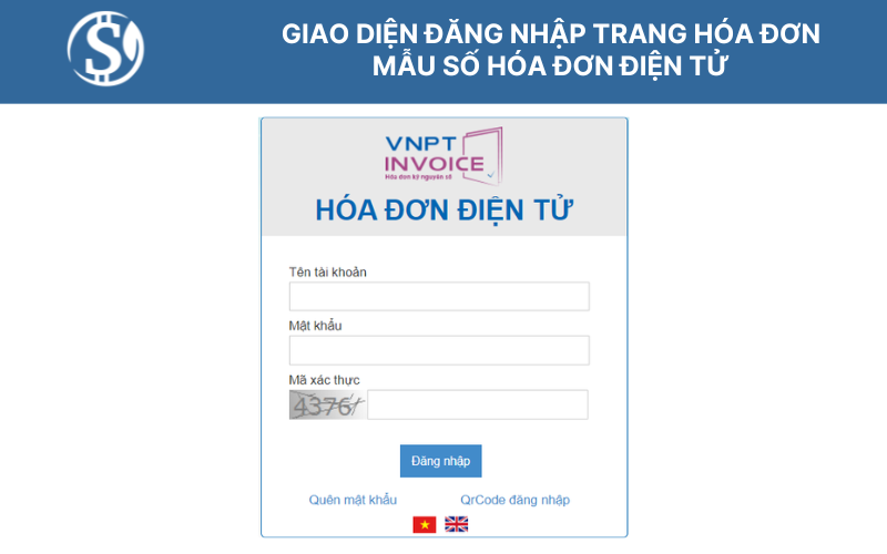 Giao diện đăng nhập trang hóa đơn - mẫu số hóa đơn điện tử