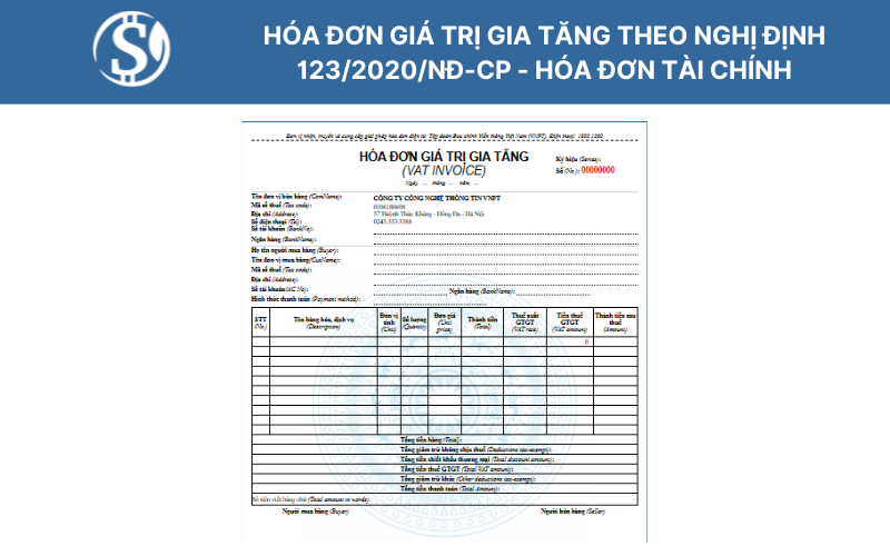 Hóa đơn giá trị gia tăng theo Nghị định 123/2020/NĐ-CP - hóa đơn tài chính