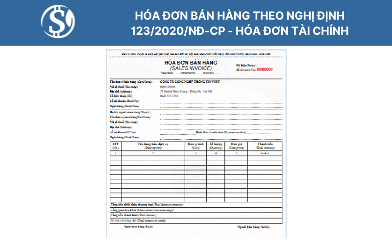 Hóa đơn bán hàng theo Nghị định 123/2020/NĐ-CP - hóa đơn tài chính