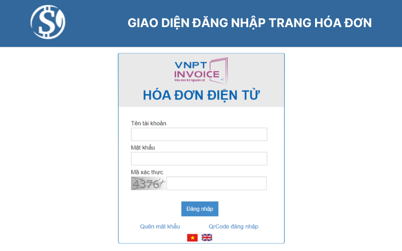 Giao diện đăng nhập trang hóa đơn - Phát hành hóa đơn điện tử