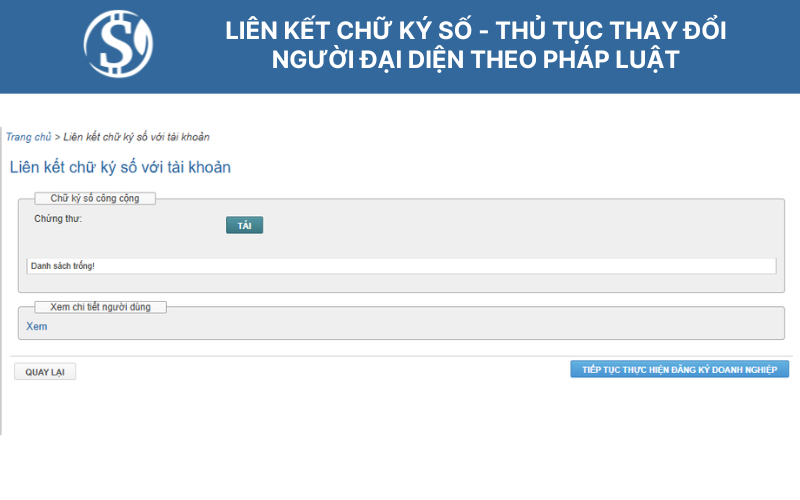 Liên kết chữ ký số - thủ tục thay đổi người đại diện theo pháp luật