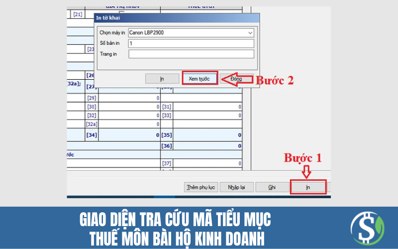 Giao diện tra cứu mã tiểu mục thuế môn bài hộ kinh doanh - tiểu mục thuế môn bài hộ kinh doanh