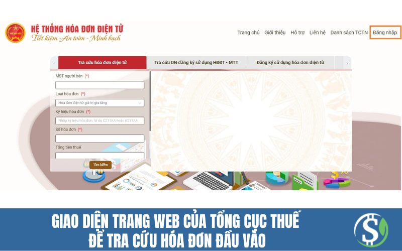 Giao diện trang web của Tổng cục Thuế để tra cứu hóa đơn đầu vào
