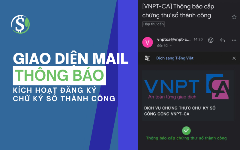 Giao diện mail thông báo kích hoạt đăng ký chữ ký số thành công - Chữ ký số cá nhân Giao diện mail thông báo kích hoạt đăng ký chữ ký số thành công - Chữ ký số cá nhân
