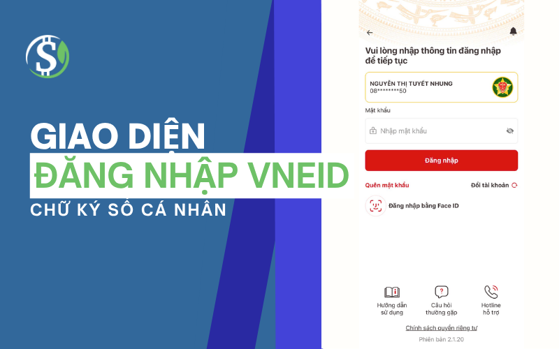 Giao diện đăng nhập VNeID - chữ ký số cá nhân Giao diện đăng nhập VNeID - chữ ký số cá nhân