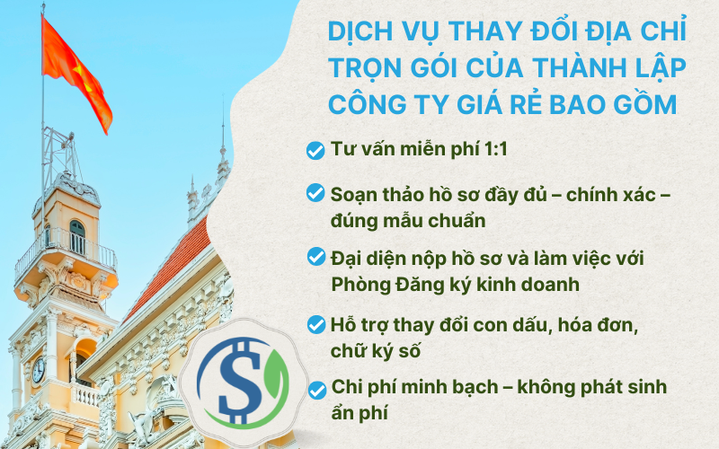 Dịch vụ thay đổi địa chỉ trọn gói của Thành Lập Công Ty Giá Rẻ bao gồm - Sáp nhập tỉnh thành