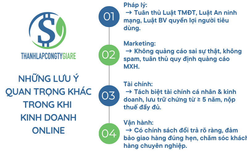 Những lưu ý quan trọng khác trong khi kinh doanh online