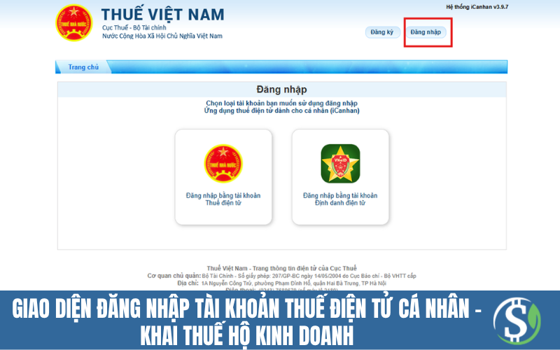 Giao diện đăng nhập tài khoản thuế điện tử cá nhân - Khai thuế hộ kinh doanh Giao diện đăng nhập tài khoản thuế điện tử cá nhân - Khai thuế hộ kinh doanh