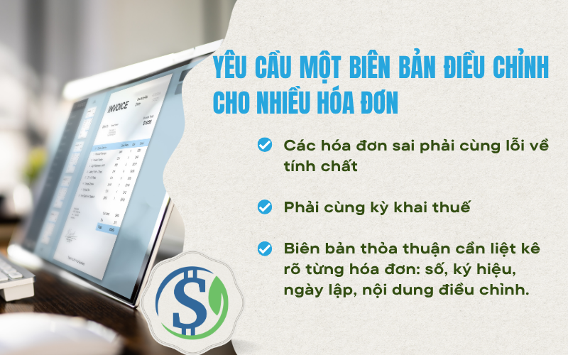 Yêu cầu một biên bản điều chỉnh cho nhiều hóa đơn - Hướng dẫn xuất hóa đơn điều chỉnh khi có sai sót