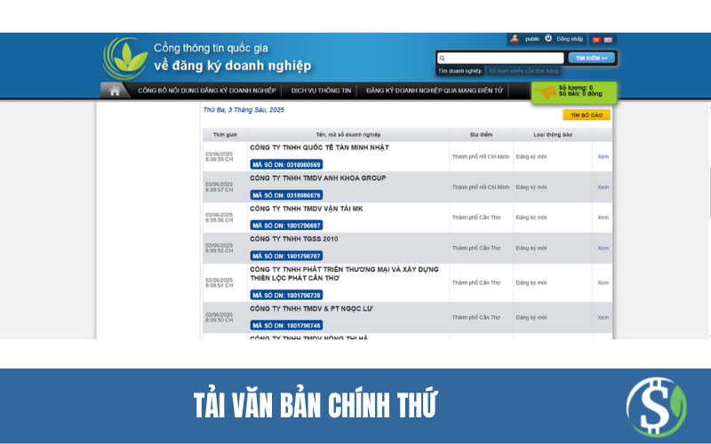 Tải văn bản chính thức - bố cáo điện tử